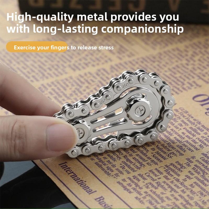 Gear Chain Fidget Spinner Metal Stress Relief Toy Bicycle Chain Finger Spinner for Adults Kids
