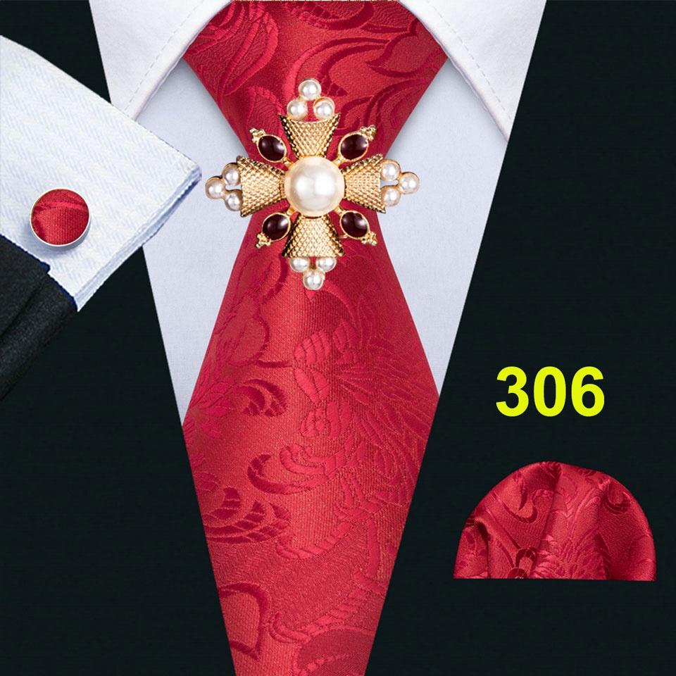 Barry.Wang солидный набор галстук с брошью и запонками,для мужчин