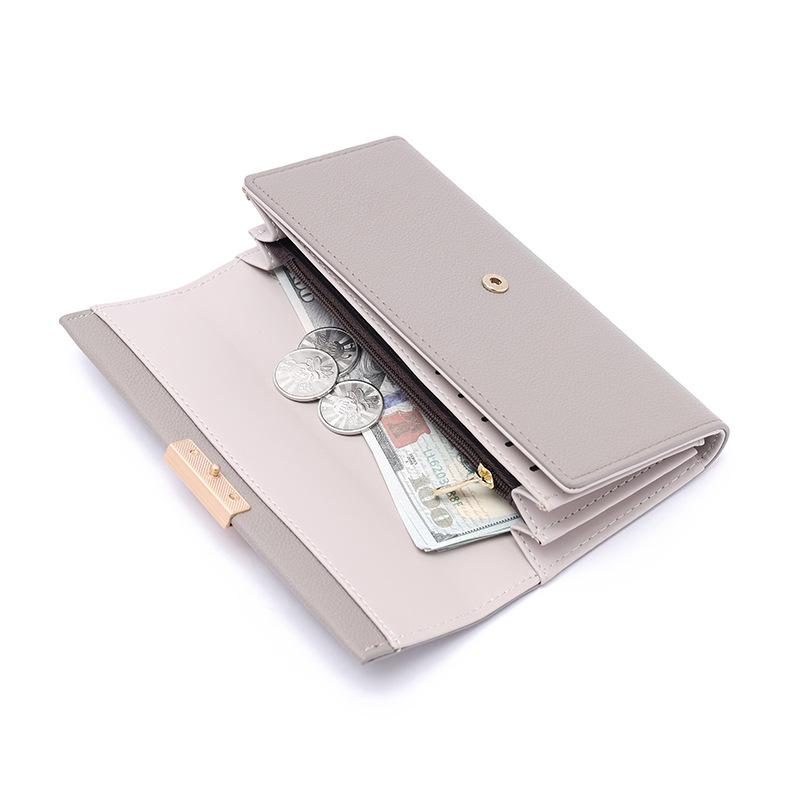 Кошелек PU женский длинный многофункциональный большой емкости модный простой однотонный цвет сумка