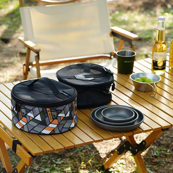 Сумка для хранения столовых приборов на открытом воздухе с сетчатым дренажным вкладышем, большая емкость, водонепроницаемая, переносная походная тарелка