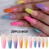 20 шт./коробка DIY накладные ногти с полным покрытием накладные ногти радужный градиент конфетного цвета трапециевидные накладные ногти супер длинные балетные износостойкие ногти