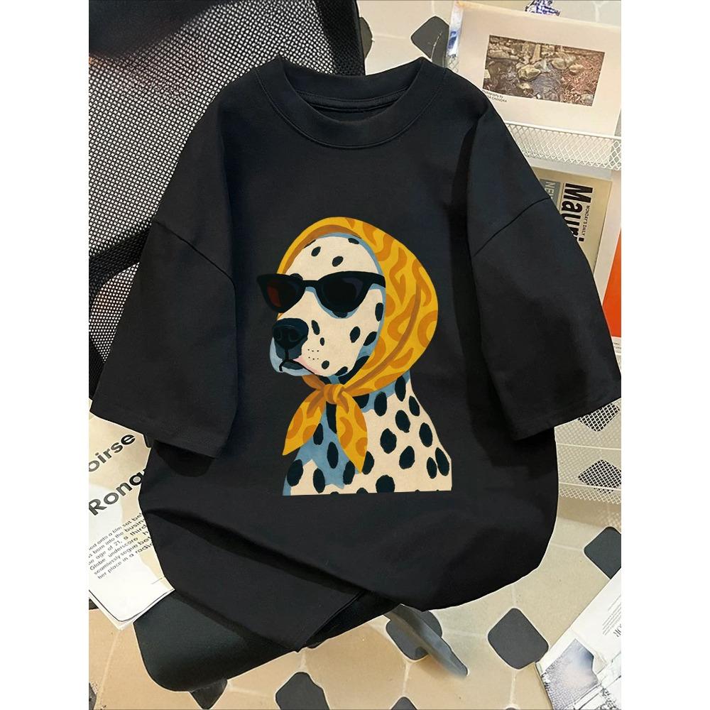 2026 Summer Retro Womens Dalmatian Print TShirt Unisex Cotton and Breathable Short Sleeve Oversize Graphic T Shirts