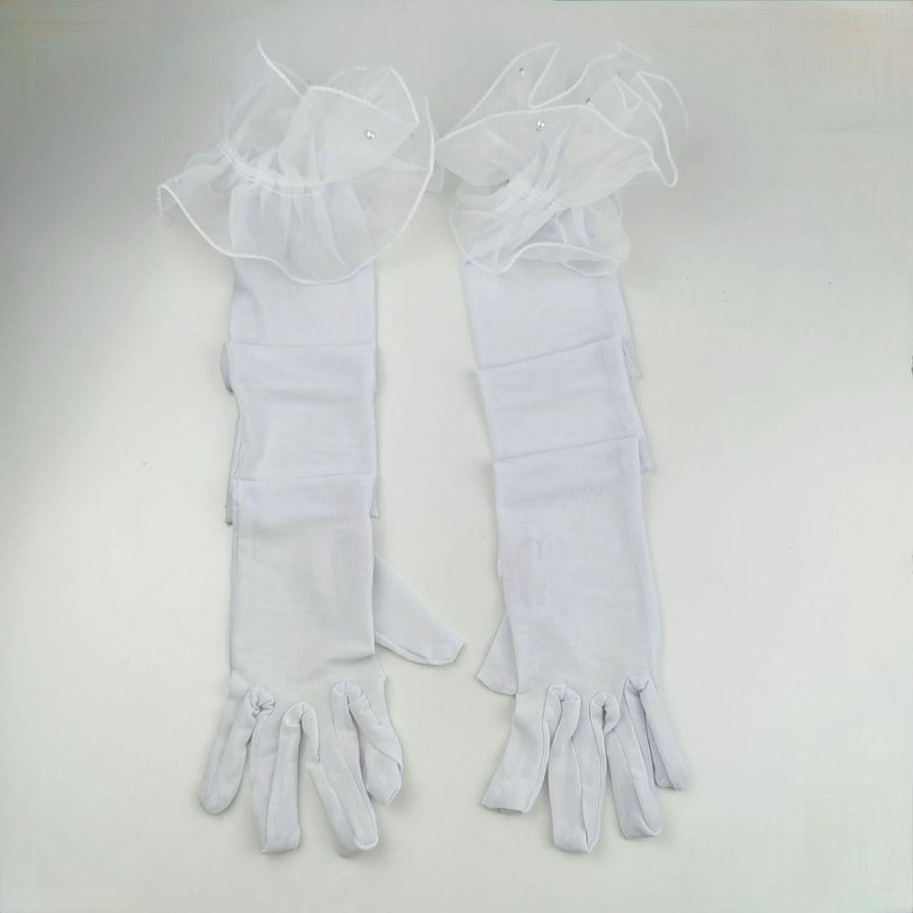Wedding Dress Women Long Mittens Elastic Bridal Mesh Gloves Solid Lace Sleeves Gloves Outdoor