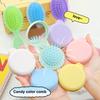 Air Cushion Comb Cute Candy Color Portable Folding Comb with Mirror Gentle Massage for Tangle-Free Hair