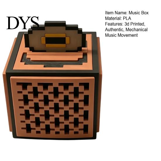 Pixel Art Decor Fidget Puzzle Cube Music Box, 3D Printed Game Toy Mechanical Box for Anxiety Relief, Small Musical Play Kids, Adults Unique