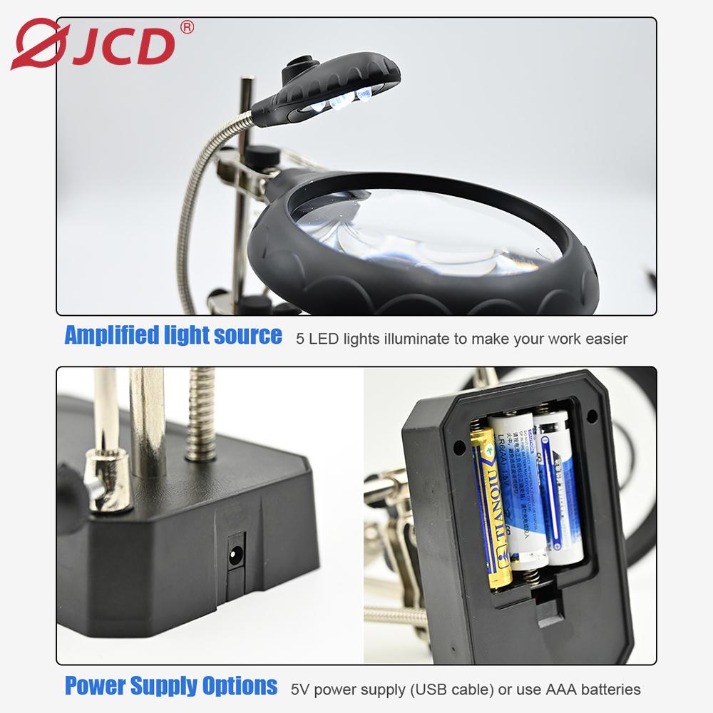 Welding Magnifying Glass Clamp 5 LED Auxiliary Clip Magnifier Hand Soldering Solder Iron Stand Holder Station Repair Tools
