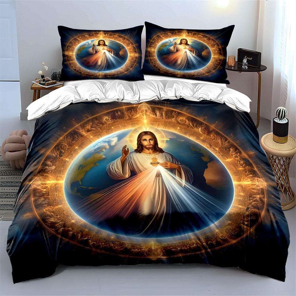 Sacred Divine Symbolic Three-Piece Set kid's and adults' bedroom decor, Exquisite three-piece bedding set gift