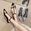 Модная распродажа женской обуви 2024 года, новые корейские модные сандалии с острым носком, женские летние простые сандалии с тонким ремешком на пятке
