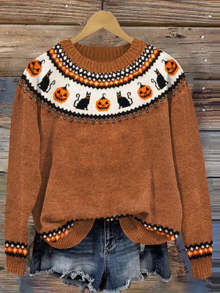 2025 Autumn Women's Digital Print Hoodie: Round Neck, Long Sleeve, Imitation Knit Sweater.