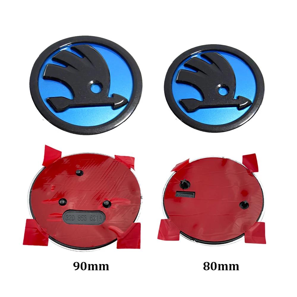 Car Sticker 2Pcs 80mm 90mm Emblem For Skoda Fabia 1 2 Octavia a7 RS Superb Rapid Yeti Karoq Vision Car Head Front Rear Boot Tail