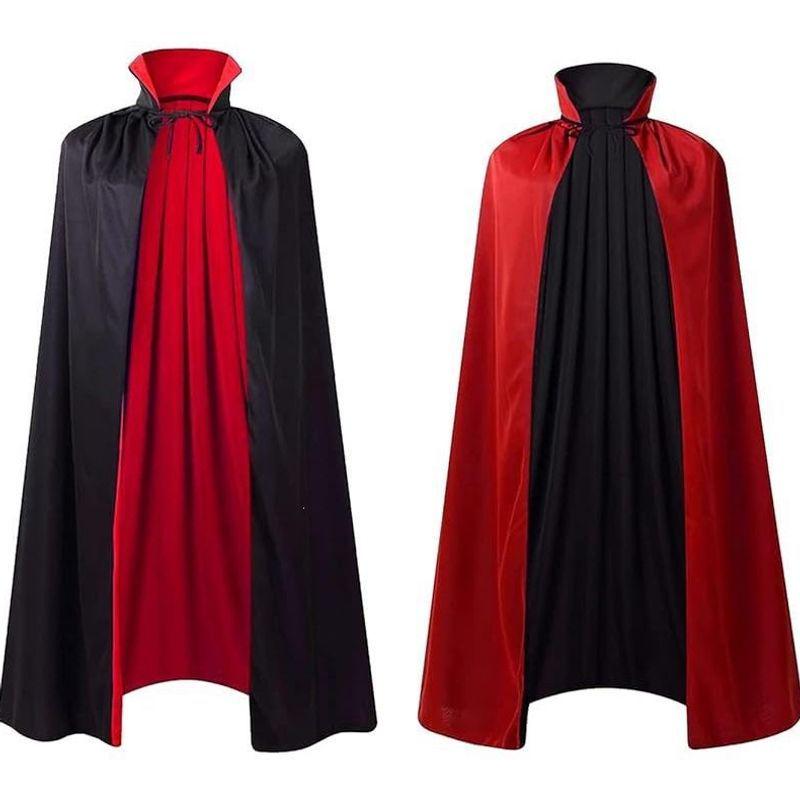 Men's Gothic Black and Red Double-Sided Double-Layered Halloween Cloak Shawl