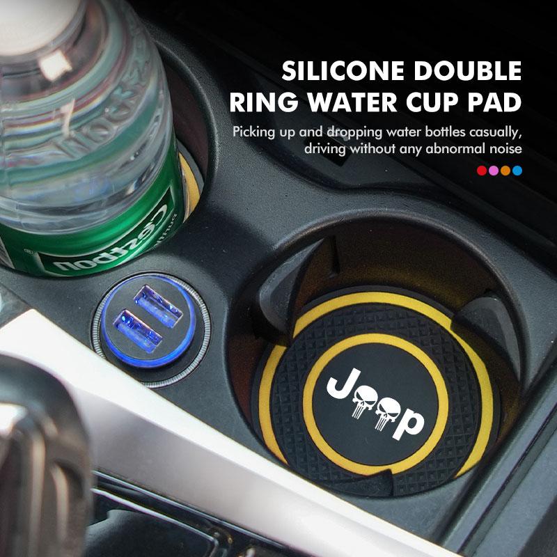 2pcs Silicone Car Cup Holder Coaster Non-Slip Anti Dust Cup Mat For Jeep Grand Cherokee Compass Patriot Renegade Wrangler AJQ1