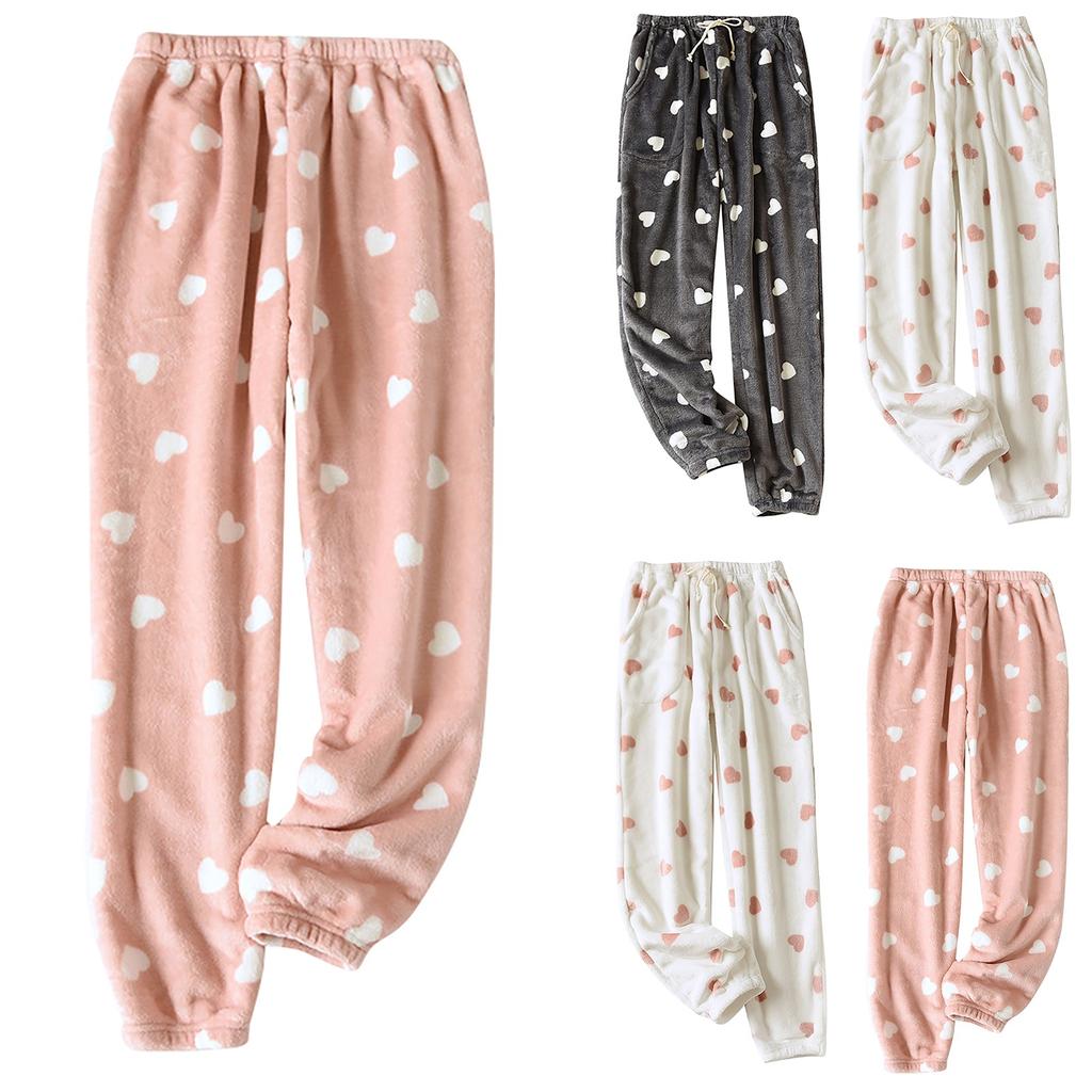Женские термофлисовые карманы пижамные теплые повседневные брюки домашние пижамные штаны