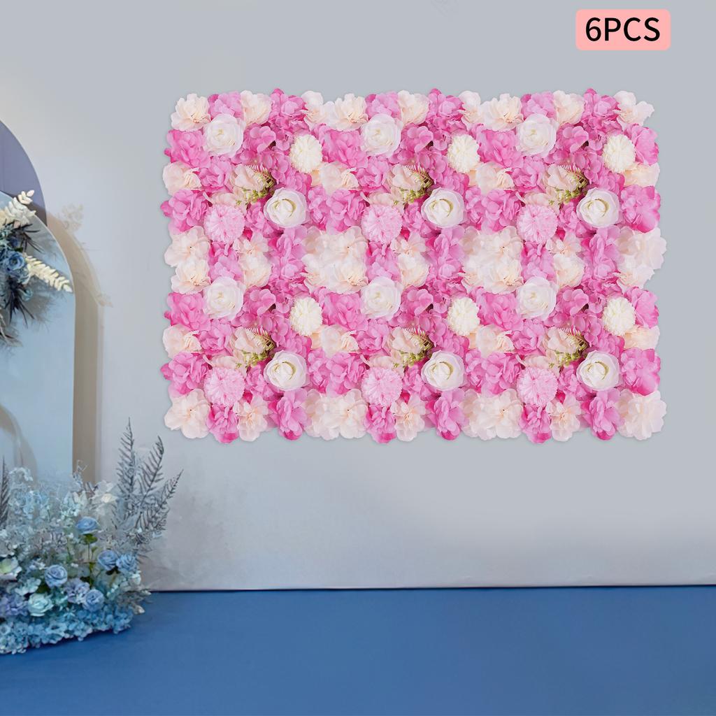 6 шт. Панели для стены с искусственными цветами, 15x15 дюймов, 3D Роза, Гортензия, Георгин, Цветочный коврик, Розовые, Белые Искусственные цветы для Свадьбы, Домашнего декора