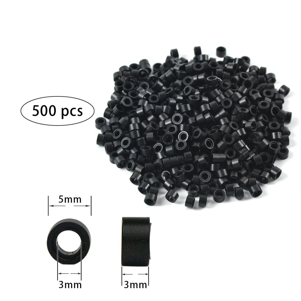 Hair Extensions Tool Kit : I-Tip Hair Pliers 500 Pieces Micro Silicone Hair Beads/Rings Pulling Loop Threader Hook Needle