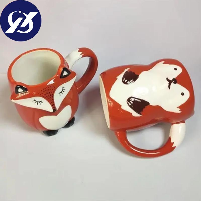 500 мл керамическая креативная кофейная чашка с милыми животными 3D лиса большая емкость мультфильм кружки и чашки для питья молока для завтрака