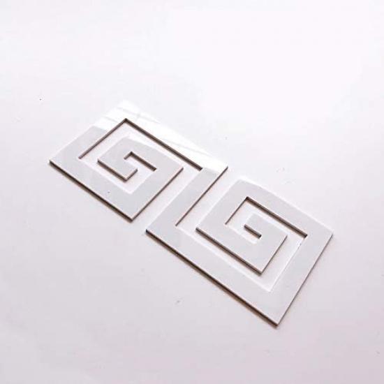 Acrylic Mirror Wall Stickers Decal Geometric Greek Key Pattern Acrylic Plastic Mirror DIY Wall Art Decor ,5pcs Gold