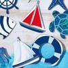 24pcs Wooden Sea Animals Hanging Ornament Ocean Themed Signs Decorations  for Wall Tropical Bar