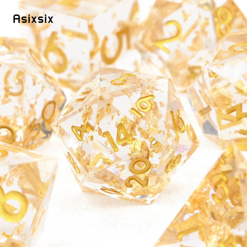 7 шт. желто-золотые кубики с острыми краями из смолы, многогранные кубики, подходящие для ролевых ролевых игр, настольная игра