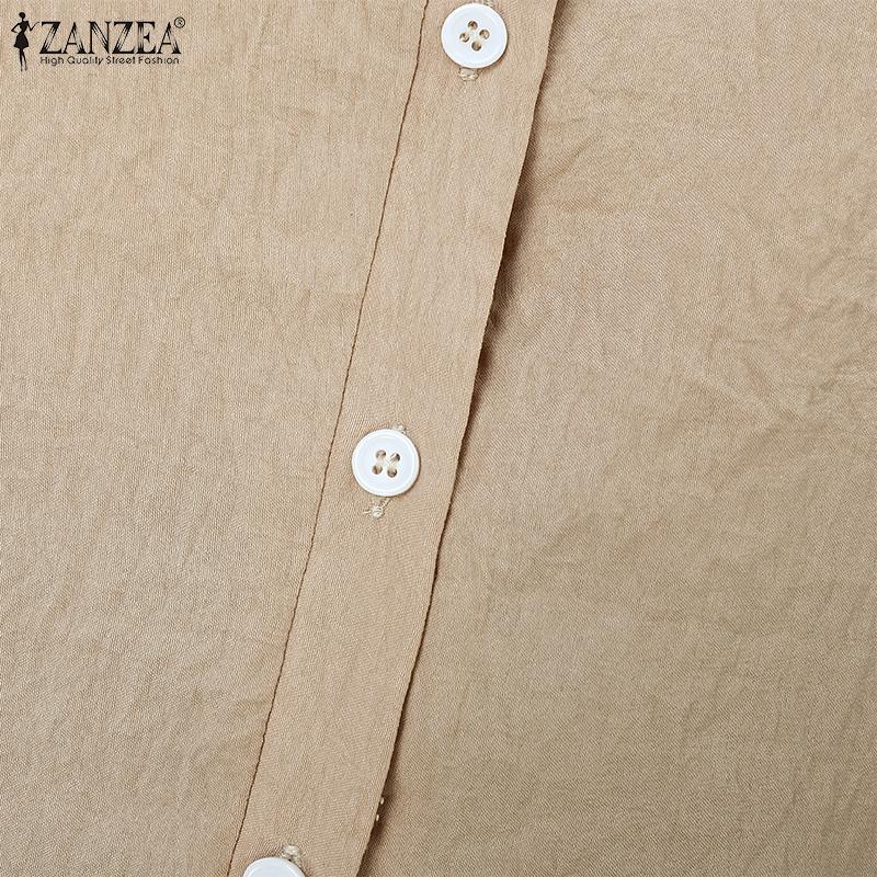 ZANZEA Womens Casual V-neck Loose Long Sleeve Blouse