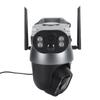 Dual Lens Solar Security Camera 6MP Waterproof Wireless Outdoor PTZ Surveillance Camera with 2 Way Audio Motion Alarm