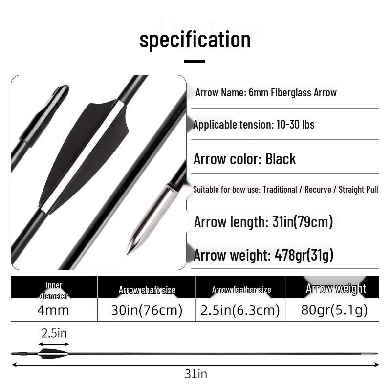 WEZHO Fiberglass Arrows for Traditional Bow
