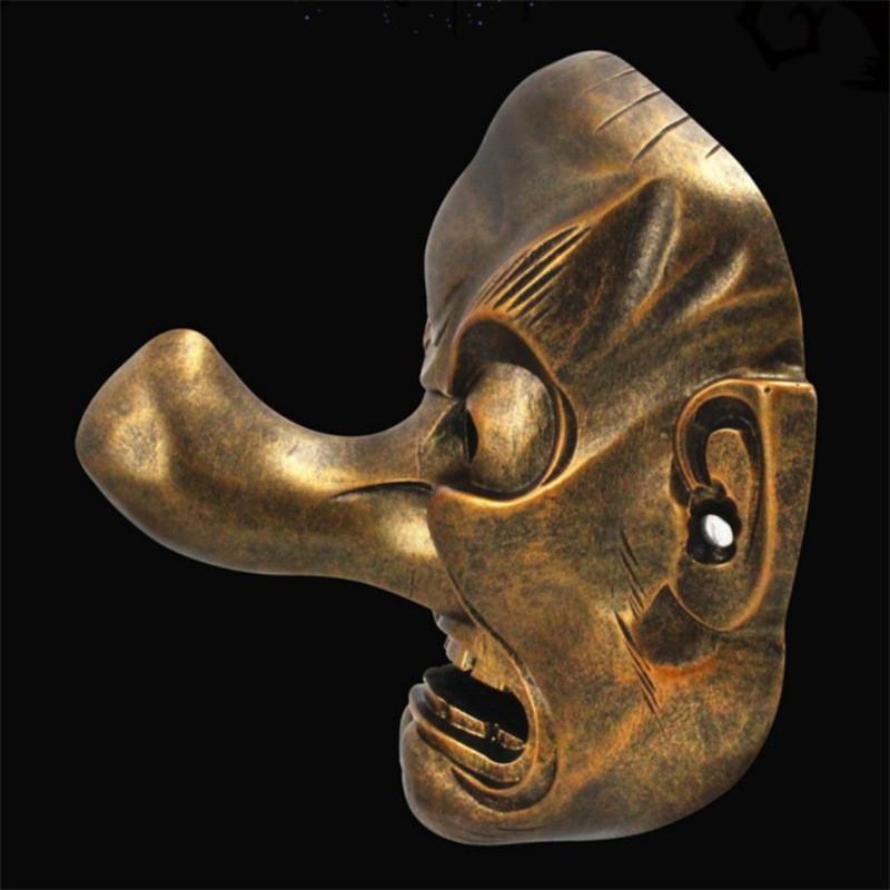Exquisite Long-nosed Tengu Mask In Silver Copper And Red For Halloween And Cosplay