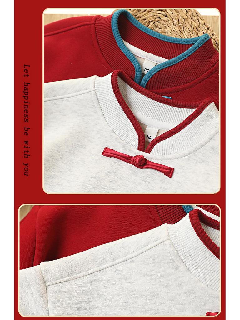 Детская зимняя толстовка с флисовой подкладкой "Год Лошади" - Праздничный теплый топ для мальчиков - Родитель-ребенок