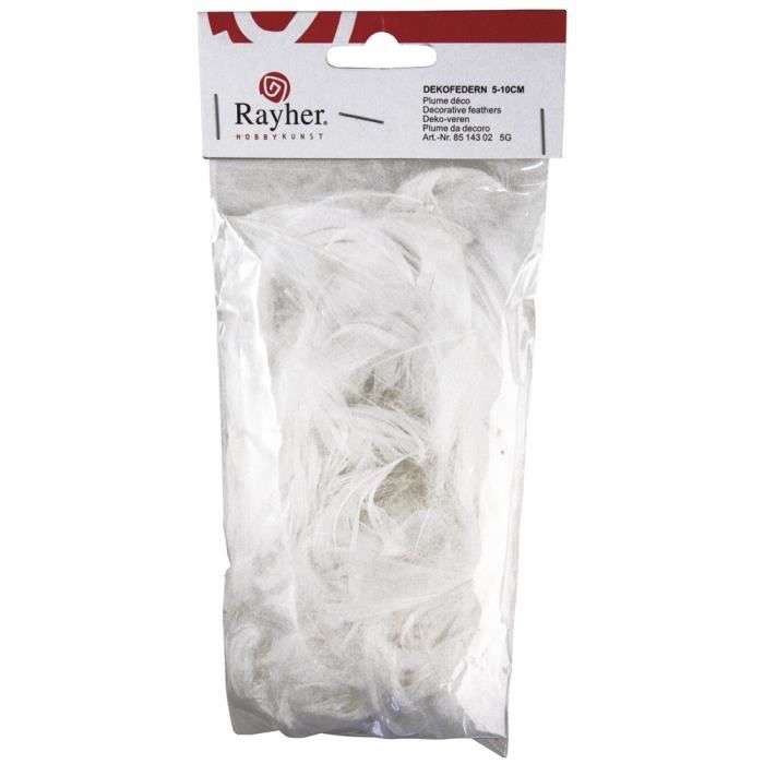 Декоративное перо - RAYHER - 5-10 см - Белый - 5 г - Натуральный