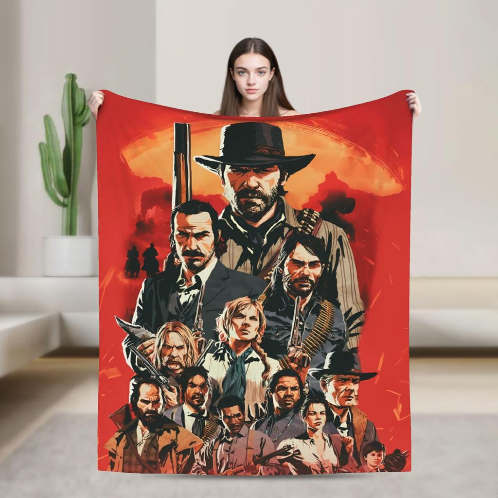 Red Dead Redemption 2 Теплое Мягкое Одеяло Студенты Плюшевые Постельные Принадлежности Пледы Узор Диван Кресло Фланелевое Покрывало Диван Кровать Покрывало