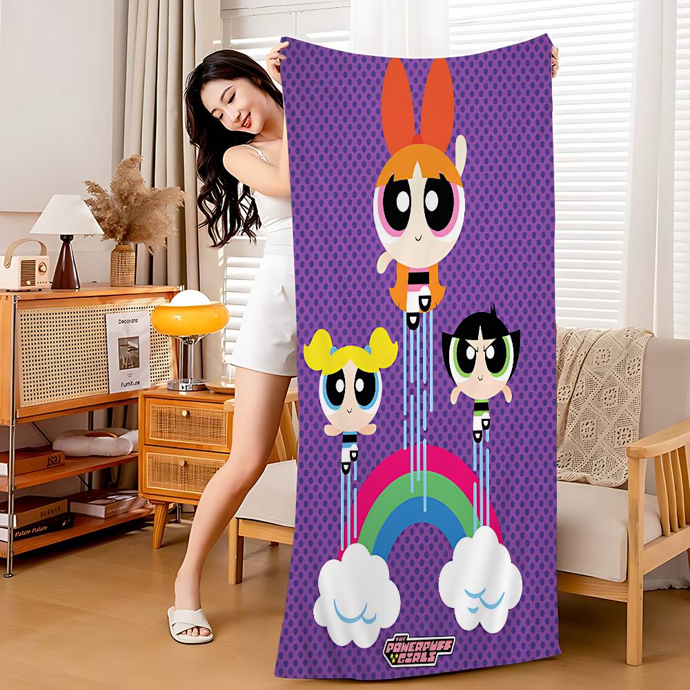 P-Powerpuff Аниме G-Девочки Банное полотенце Микрофибра Мягкое Впитывающее Дышащее Для Девочек Детей Декоративное Мультяшное Пляжное полотенце