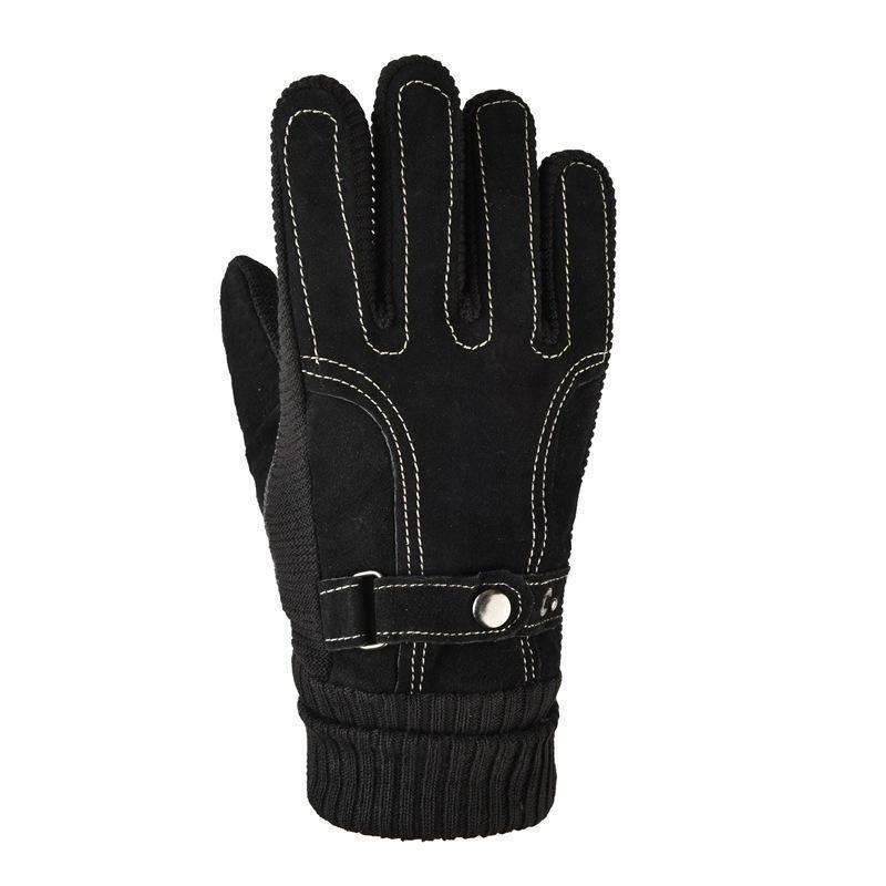 Mens Thick Pigskin Winter Gloves With Fleece Lining Windproof Waterproof Touchscreen Compatible Motorbike Riding