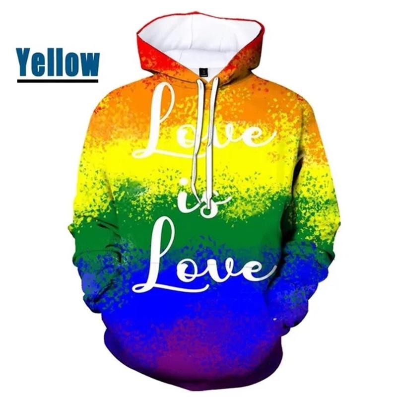 Толстовки с 3D принтом радуги и графикой для мужчин, повседневные красочные пуловеры с надписью «Love», толстовки, топы, уличная мужская толстовка в стиле хип-хоп