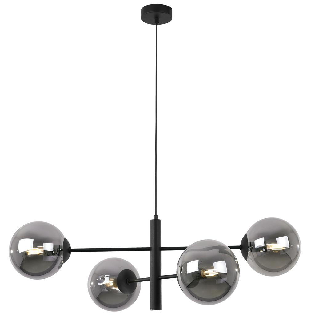 Vicenza Black Hanging Lamp 4-Flat Graphite Lampshade E14