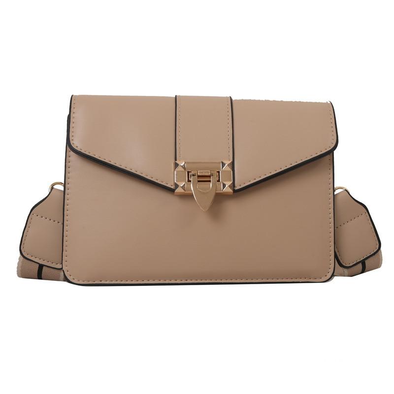 Simple Color Solid Gold Buckle Decoration Women Single Shoulder Bag Square