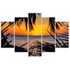 Feeby Five piece picture canvas print, Sea at sunset