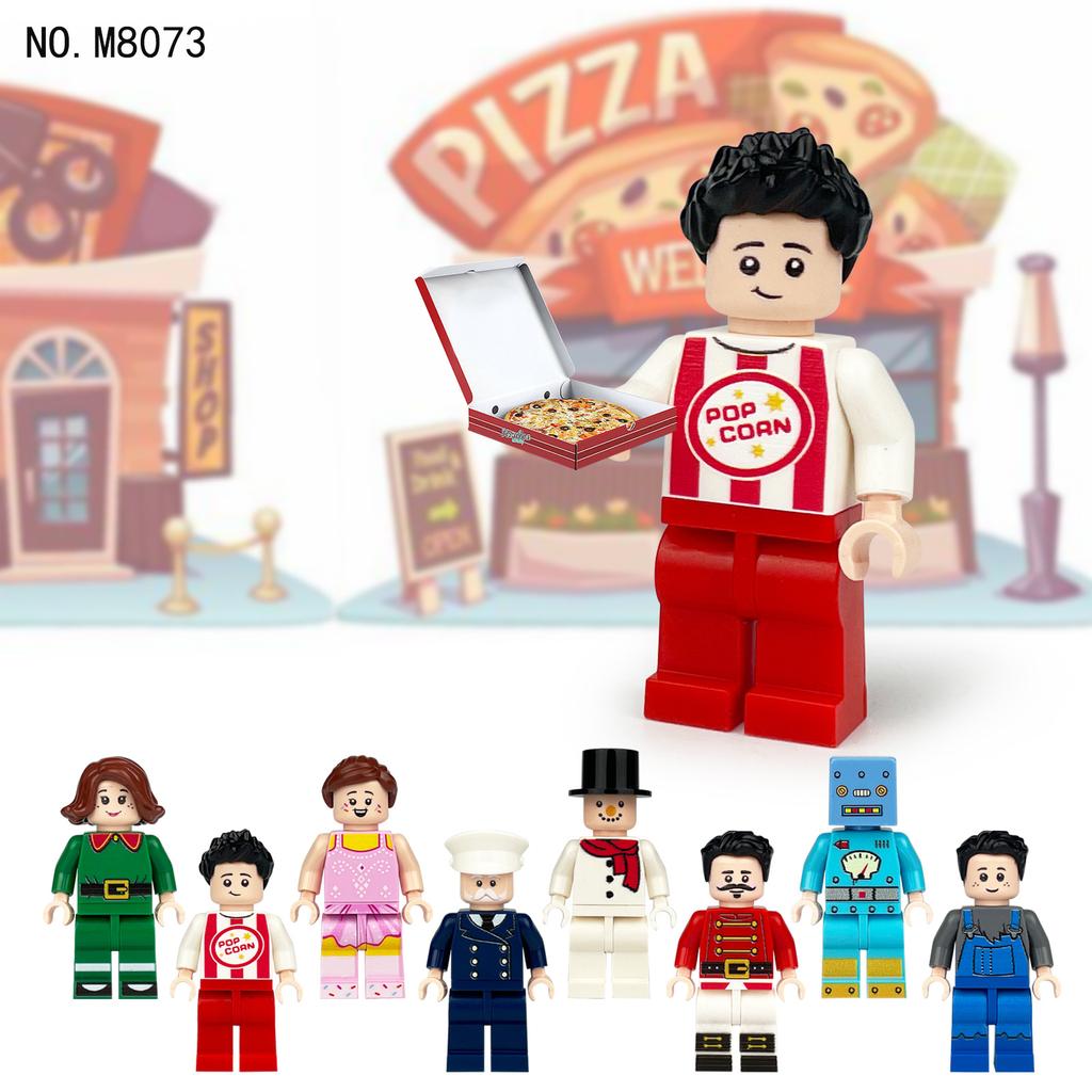 8pcs Urban Professional Police Worker Doll Building Blocks Small Particle Character Doll Children's Toys