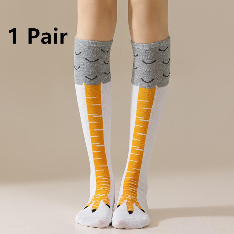 1/2/5 пар женских гольф до колена, модные мультяшные забавные носки с куриной лапой, фитнес, спорт, кэжуал, облегающие ногу, длинные носки-трубы, женские