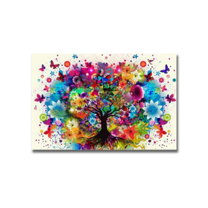 Абстрактное искусство акварель Древо жизни скандинавский пейзаж настенное искусство цветок дерево холст плакат и принты картина для домашнего декора