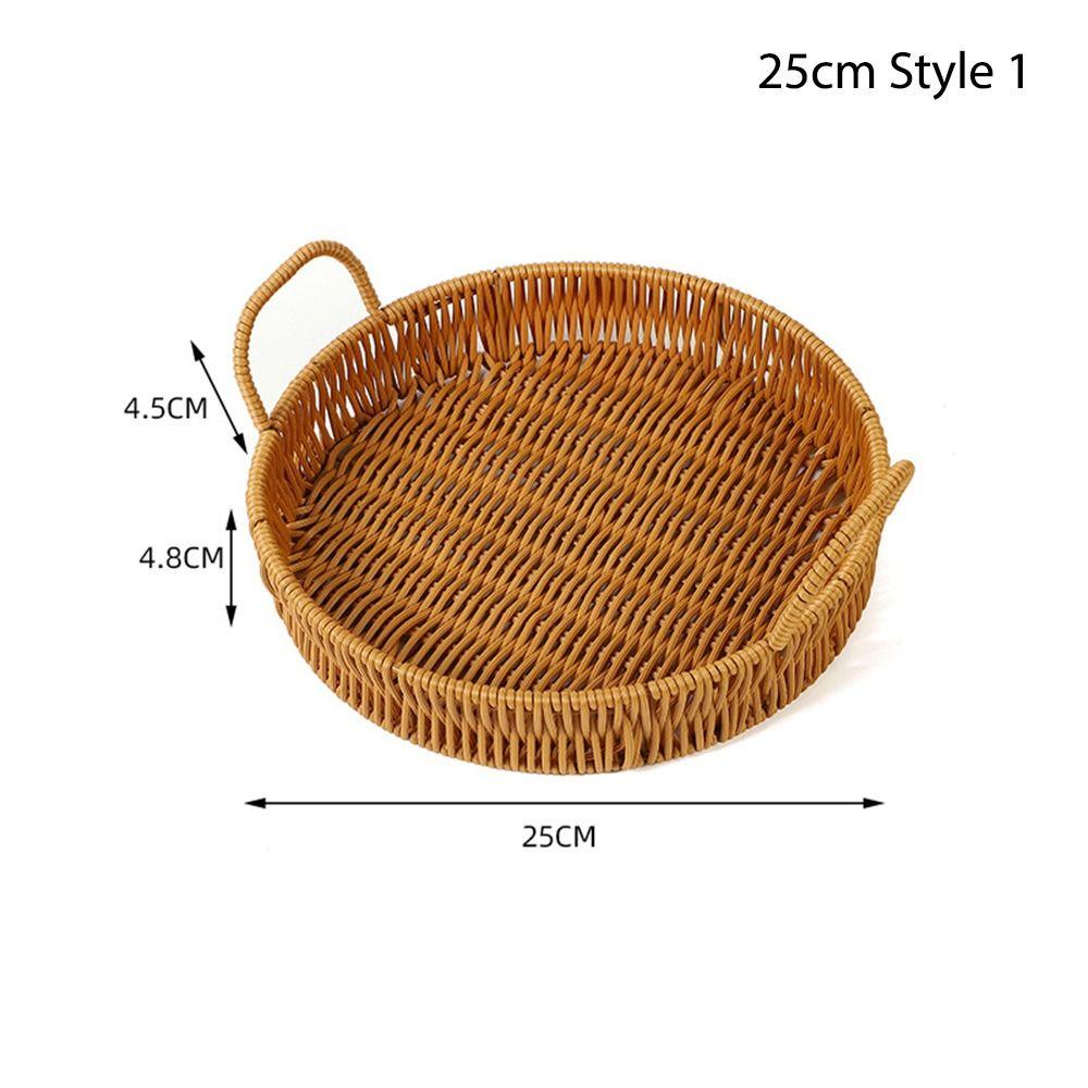 1 шт., плетеный поднос для хранения фруктов, овощей, тортов, круглая форма, пластиковая корзина из ротанговых нитей