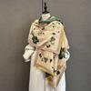 Winter Warmer Thickened Scarf For Women 65*185cm Floral Tassel Pashmina Shawl Faux Cashmere Warps Autumn Blanket For Daily Wear