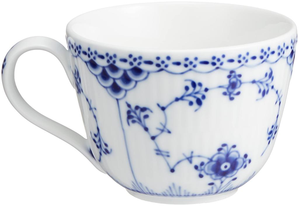 Imported Royal Copenhagen Blue Fluted Half Lace Cup Saucer 200ml Wedding Gift 1020522 [Regular Product] &