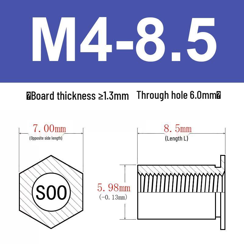 Шестигранные Заклепочные Гайки-Болты M2-M8, Резьбовой Стержень с Цилиндрической Головкой