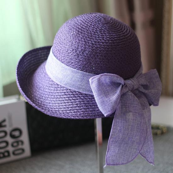 Women Beach Hat Large Brim Sun Protection Straw Hat Lace-up Bowknot Versatile Summer Sun Hat Daily Wear