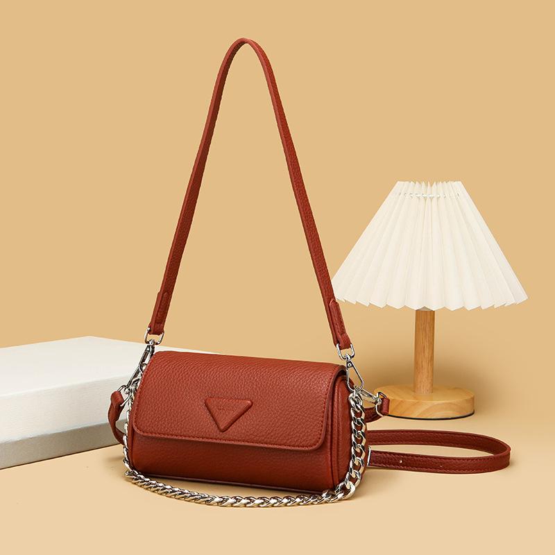 Retro Texture Bag Women'S Fashion Cylinder Pillow Bag Solid Color Shoulder Oblique Span Bag