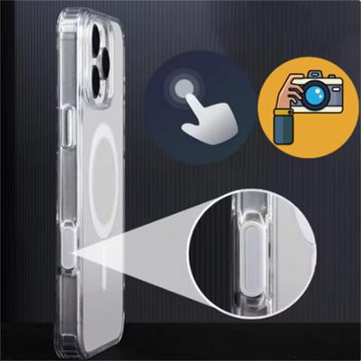 Роскошный магнитный прозрачный чехол для iPhone 16 Plus/Pro Max — совместимый с MagSafe, кнопки камеры, чехол для беспроводной зарядки