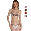 Women’s Underwear Sets Color Blocking Push Up Bras with Detachable Chain Sexy Intimates Bra and Panty Set