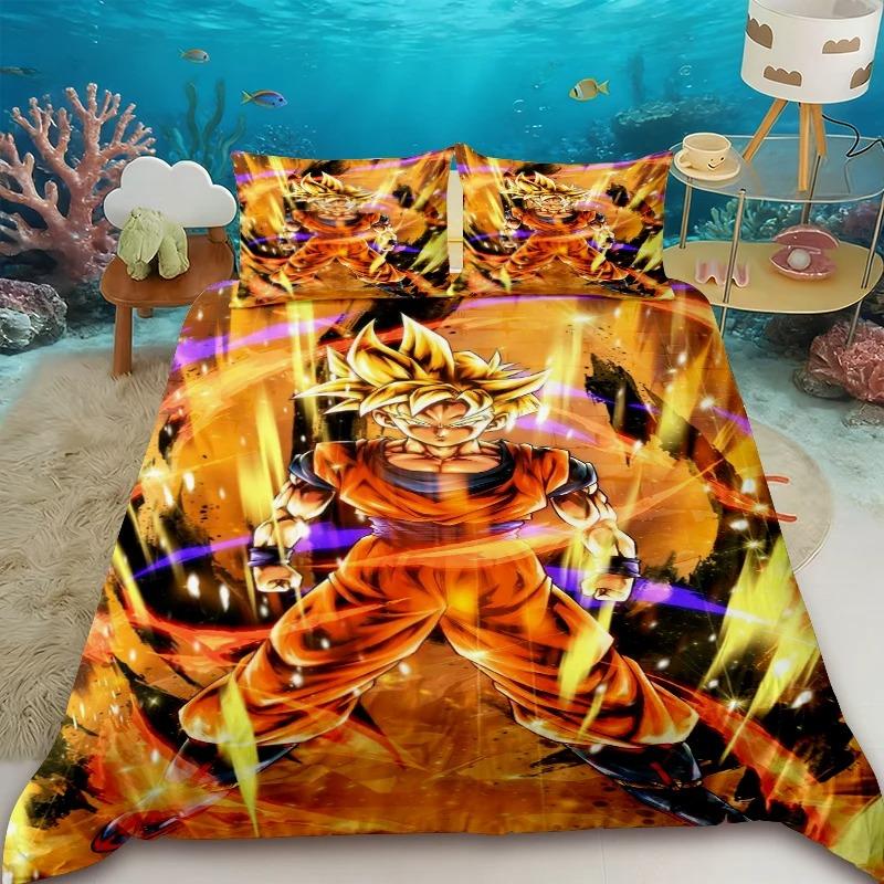 2/3pcs Dragon Ball Duvet Cover Goku Anime Cartoon Bedding Set Comforter Cover with 2 Pillowcase Bedroom Home Decor Gifts