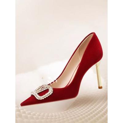 Модная универсальная обувь на тонком каблуке с острым носком и стразами, женские туфли на высоком каблуке, новинка весна-лето, свадебная обувь для невесты, одинарные туфли для женщин