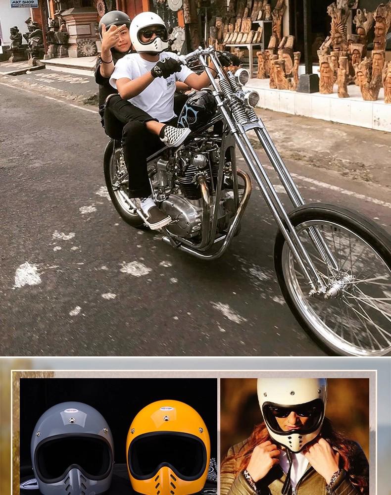 Ретро японский круизерный мотоциклетный шлем из стекловолокна с полной защитой лица